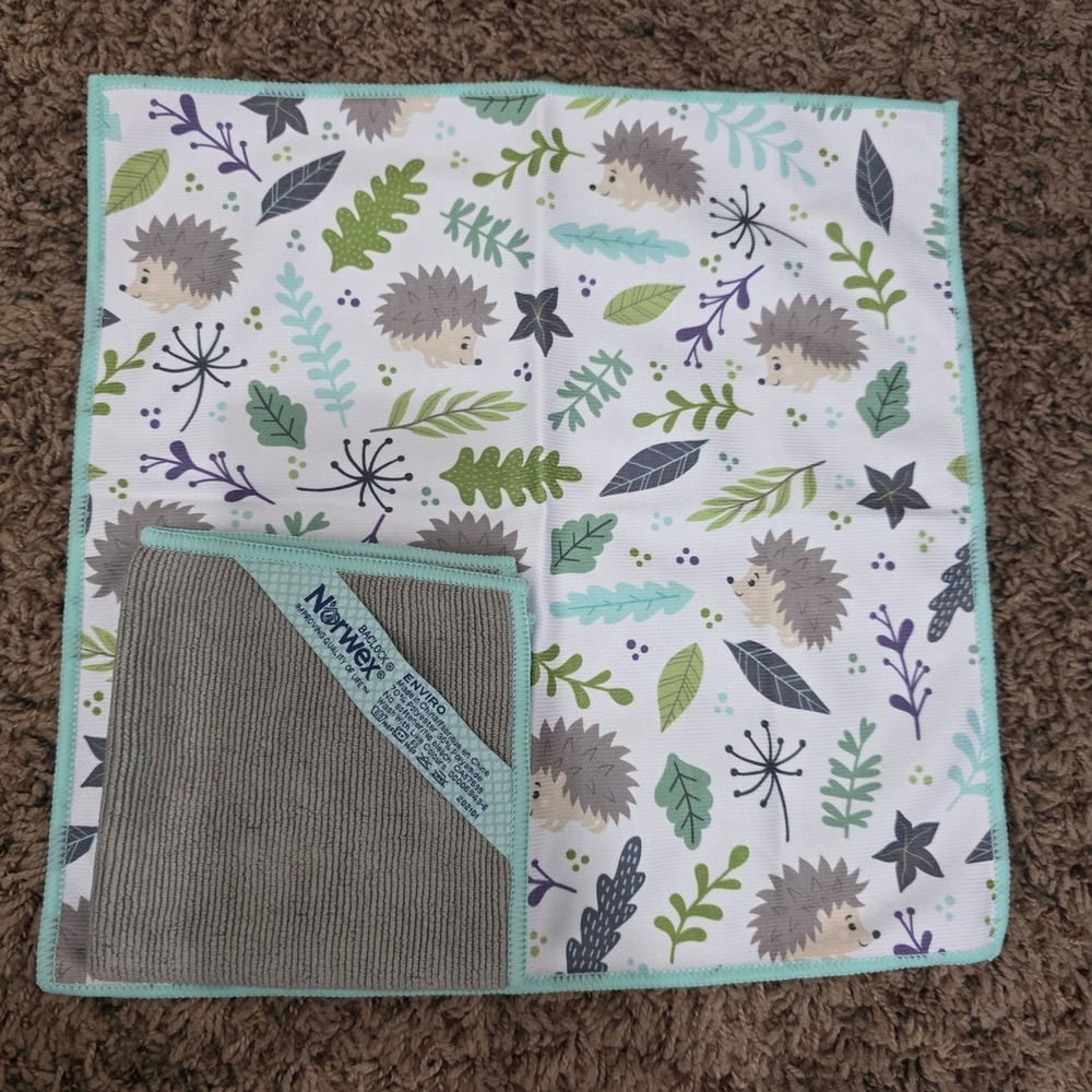 Norwex 4pc Set Hedgehog Window Cloth EnviroCloth Ribbed Kitchen Towel Mint Gray - Picture 7 of 9